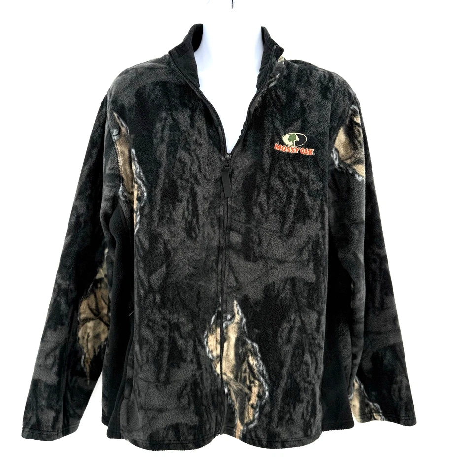 Chaqueta polar camuflada Mossy Oak Eclipse para hombre grande cremallera completa caza al aire libre Foto 3 de 4