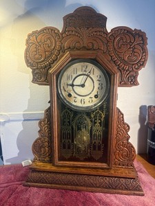 Antique E. Ingraham Clock Co GINGERBREAD Clock Complete! Parts/Repair. Scrolled!