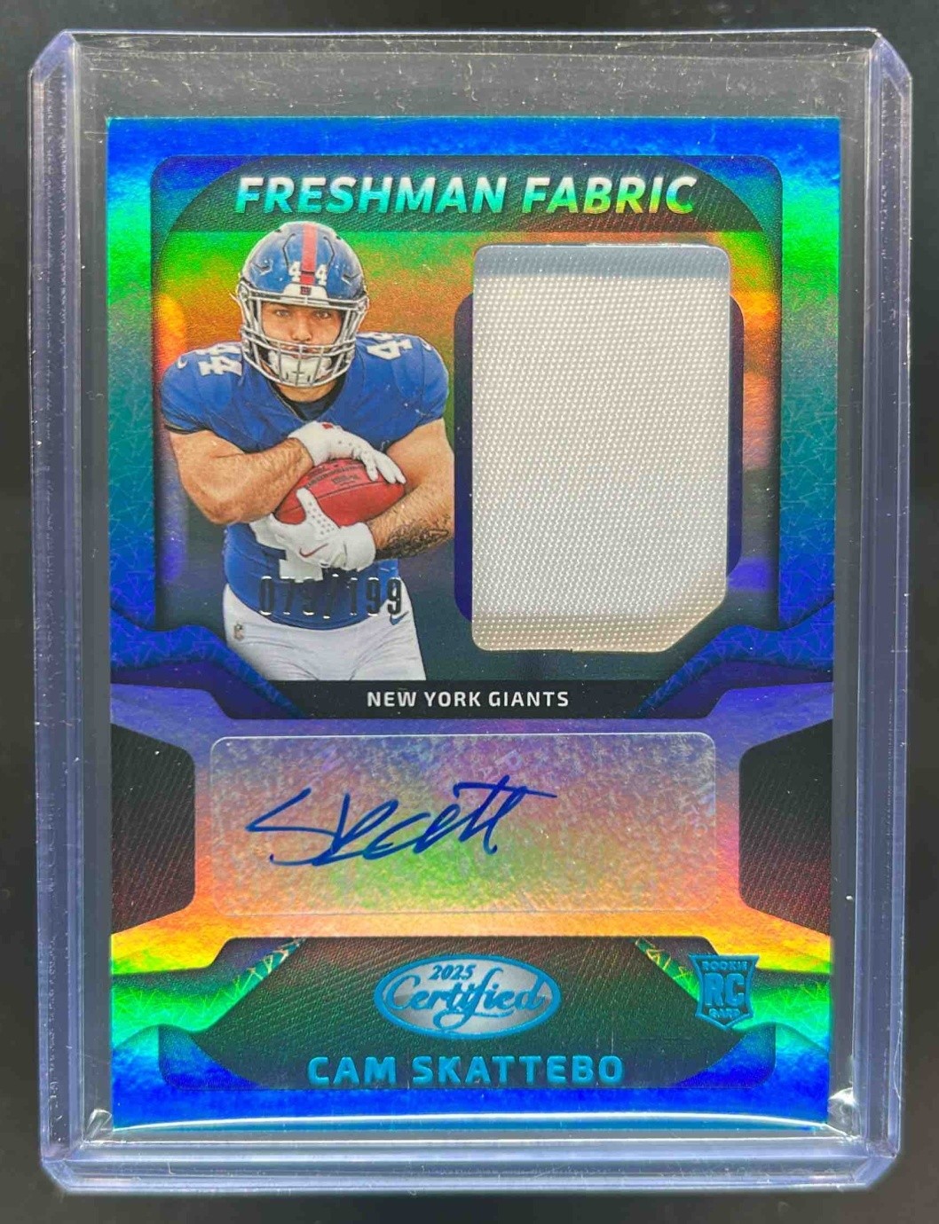 2025 Certified Cam Skattebo Freshman Fabric RC Jersey Teal Auto #79/199