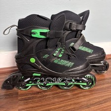 Papaison Inline Roller Blades 76MM Size Large Us 5-7.5 Black Neon Green