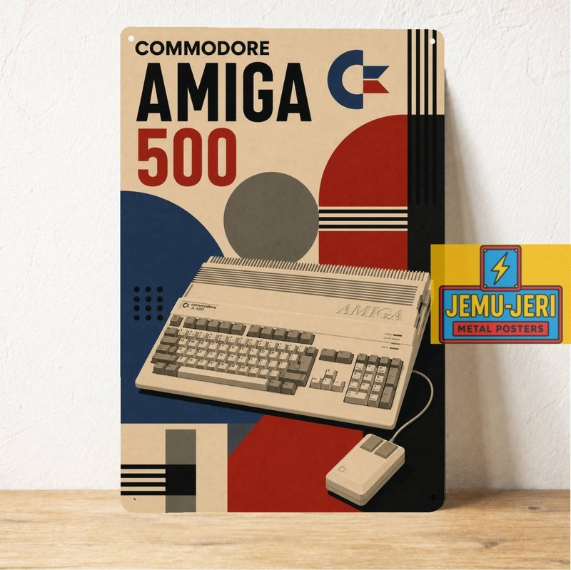 Commodore Amiga 500 Retro Video Game Console Metal Poster Bauhaus Art Sign