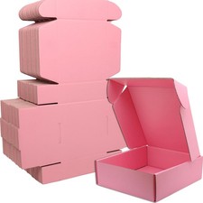 50 PCS 6x6x2 Inch Small Shipping Boxes Pink Mailer Corrugated Cardboard