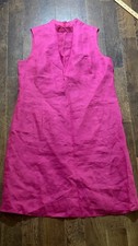 Talbots Dress Sz 12 Magenta Pure Irish Linen Sheath Sleeveless Lined Whimsygoth