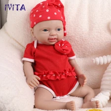 IVITA 15'' Squishy Silicone Girl Newborn Doll Reborn Baby Xmas Gifts