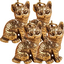 4Pcs Cat Jewelry Charms Antique DIY Hanging Decor Brass Pendant Personality