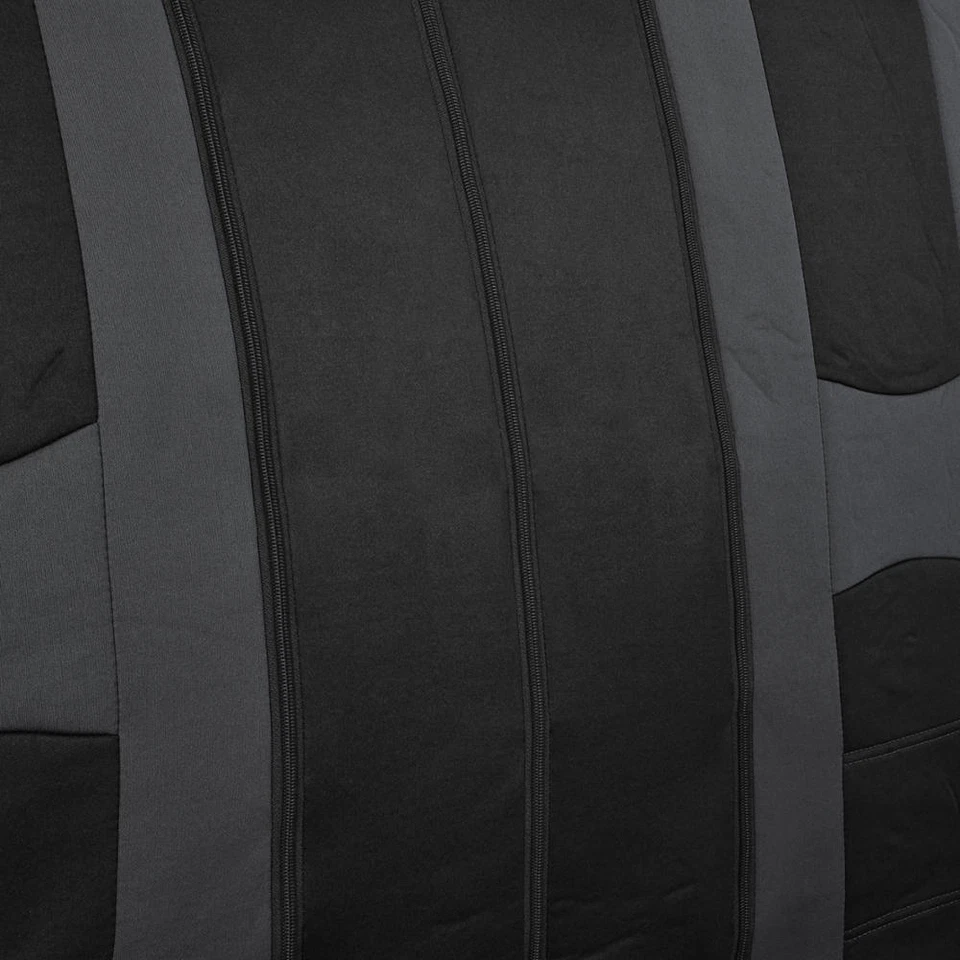 Car Seat Covers Sport Stripe Black & Charcoal Gray Front and Rear Bench Full Set - Image 4 of 4