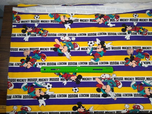 MICKEY MOUSE fleece fabric 80s knit NO STRETCH material 2+ yd sports soccer - Picture 5 of 14