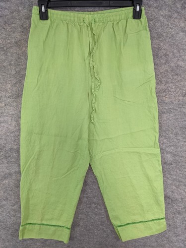 Sag Harbor Caprihose Damen 12 grün Leinen elastisch & Kordelzug Taille 24" Schrittlänge