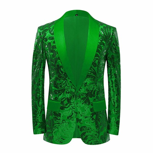 Men Sequin Dress Jacket Suit Blazer Shawl Lapel Showman Costume Dance Stage Coat - Bild 13 von 15