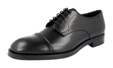 PRADA Leather WELT SEWN Cap Toe Derby Dress Shoes 2EA129 Black -  US 10 EU 43