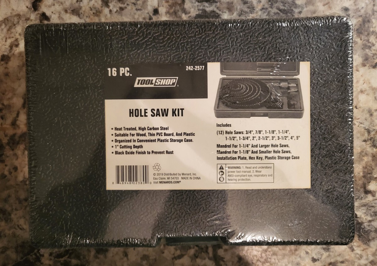 Hole Saw Kit 16 pc- 3/4”-5” Full Set In Case/Mandrels/Install Plate 242-2577