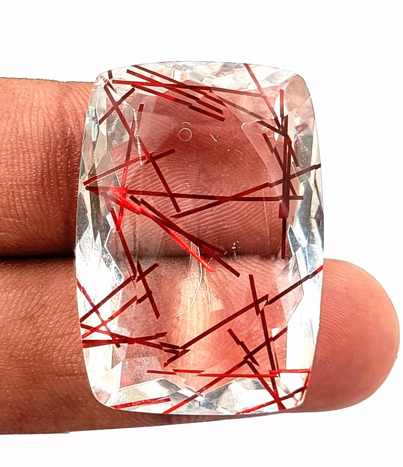 Natural Red Rutilated Quartz 76.45 Ct Faceted Cushion Cut IGL Loose Gemstone EAD - Image 3 of 4