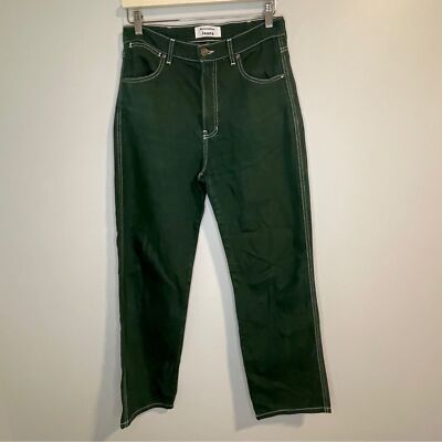 アメリカ人気のブランドreformation リフォーメーション　パンツ Reformation Cowboy High Rise Straight Leg Jeans in Emerald Green