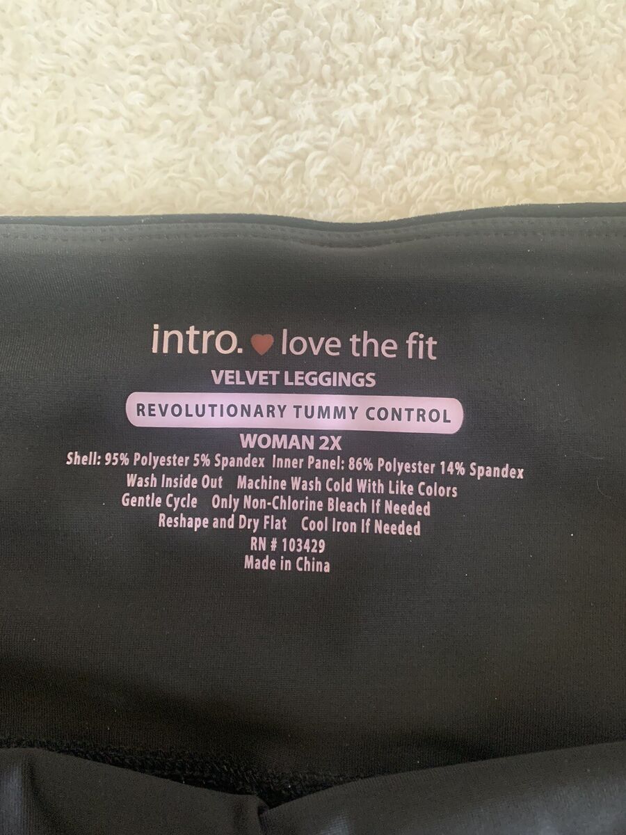 Intro love the fit women plus Tummy Control velvet leggings/2X/black