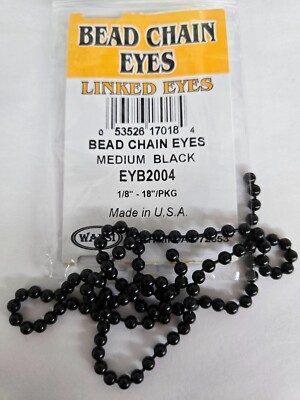 Bead Chain Eyes ''  Black  ''   Med  1/8''   18'' /pkg
