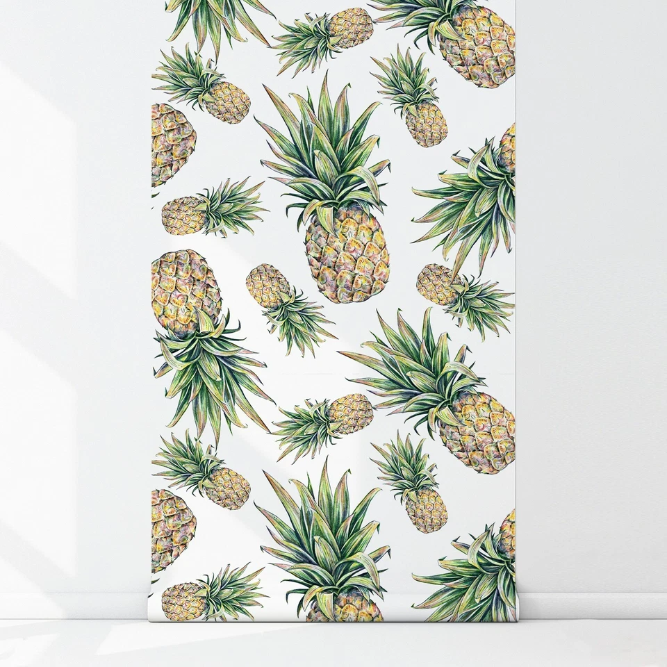 Falling Pineapples Non-Woven wallpaper watercolor feminime abstract painting - Image 3 of 4