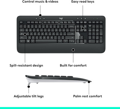 MK540 Advanced Wireless Keyboard and Mouse Combo for Windows, 2.4 Ghz Unifyin...