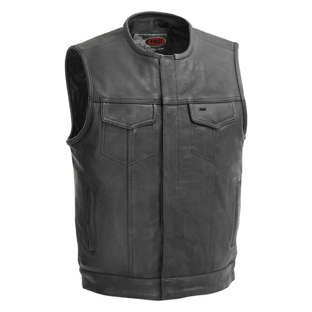 NO RIVAL - MEN'S MOTORCYCLE LEATHER VEST FIM639NOC SIze Large | eBay