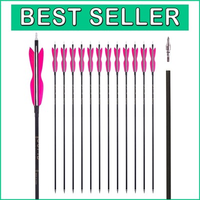High-Performance 31'' Carbon Arrows with 5'' Feathers - Ideal for Target Practice