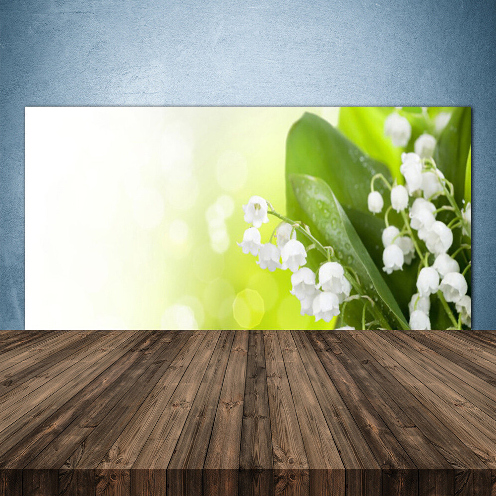 Crédence de cuisine en verre anti-taches 140x70 cm Floral Muguet facile à laver