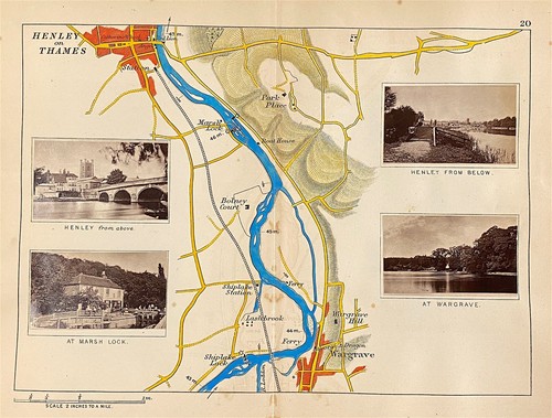 Carte Henley to Wargrave and Shiplake Lock River Thames c1885 raillerie  - Photo 1/3