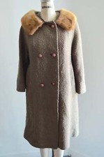 1950 Broad Tail Fur Tan Double Breasted Coat Jacket Caramel Mink Collar Astrakin