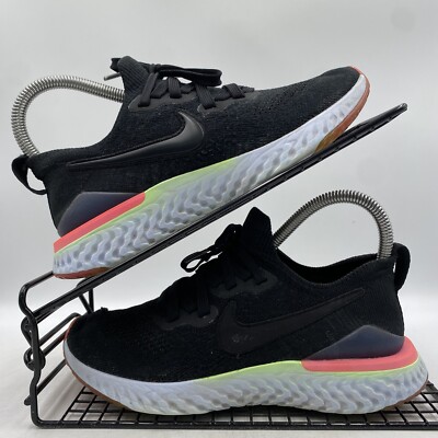 Nike Epic React Flyknit 2 schwarz grün pink Turnschuhe Gr. UK 3,5 Damen Fitnessstudio Laufen