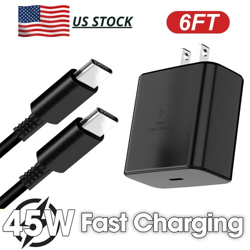 45W Super Fast Wall Charger Adapter 6ft Type-C Cable For Samsung S22 S23 S24 S25