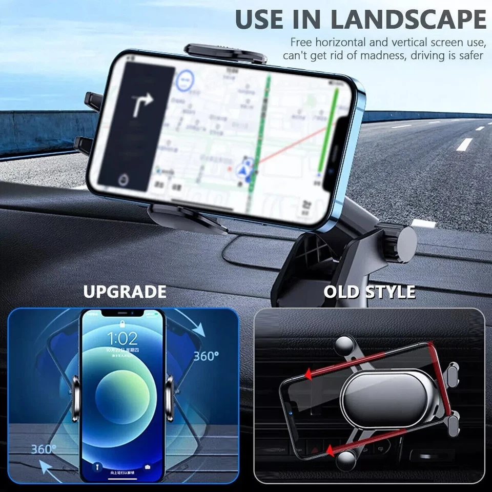 Car Phone Holder Dashboard Windshield Phone Mount Universal for iPhone Samsung - Image 4 of 4