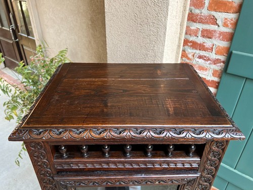 Antique French Bookcase Cabinet Brittany Breton PETITE Carved Oak Ship Spindle - Picture 12 of 20