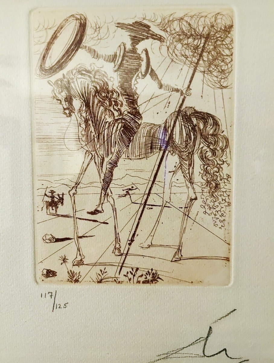 Salvador Dali Don Quixote Hand Signed Etching 5 Spanish Immortals