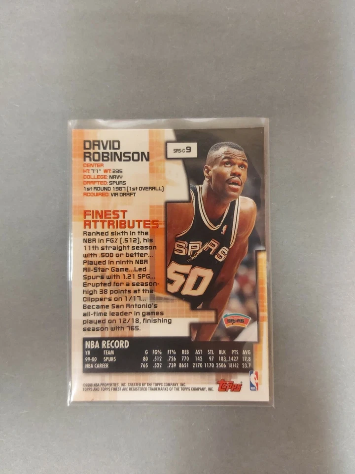 00-01 Topps Finest David Robinson #9 Spurs - Image 2 of 2