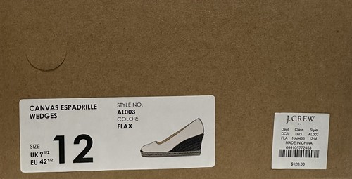 J.Crew Factory Shoes Women's Size 12 Canvas Espadrille Flax Beige - Picture 11 of 11