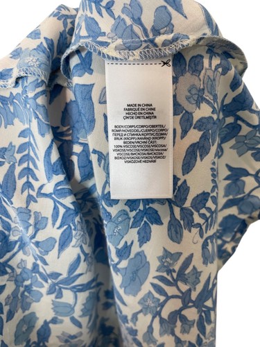 Polo Ralph Lauren floreale abito avvolgente in crepe bianco/blu taglia 4 - Foto 9 di 9