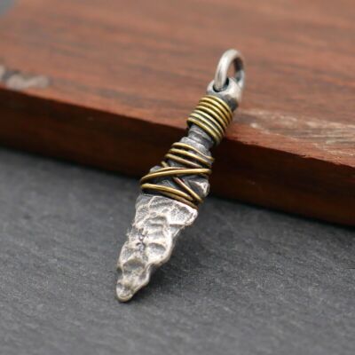 Petite Flint Knife Dagger Charm Pendant in 925 Sterling Silver A2465