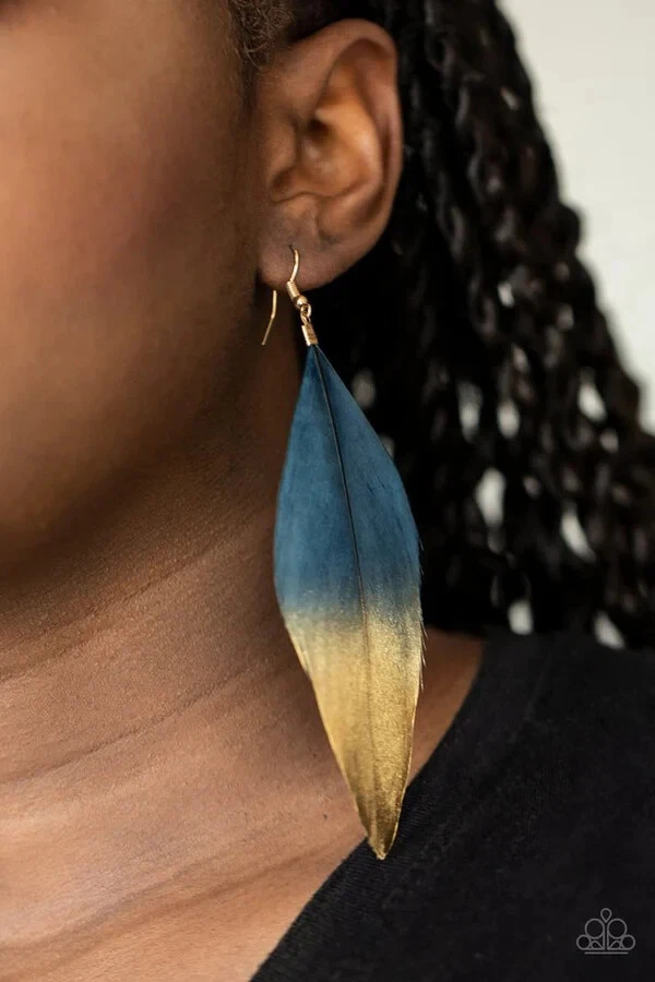 Paparazzi FLEEK FEATHERS blue earrings eBay