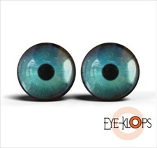 Teal Blue Glass Eyes - PIXEL FREE - Realistic Iris Doll Taxidermy Eyeballs 2pc