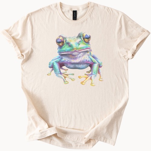 Holographic Rainbow Frog Shirt Colorful Psychedelic Animal Graphic Tee