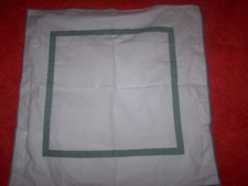 Set of 2 Pottery Barn Morgan Euro Shams White/Eucalyptus Banded Gorgeous