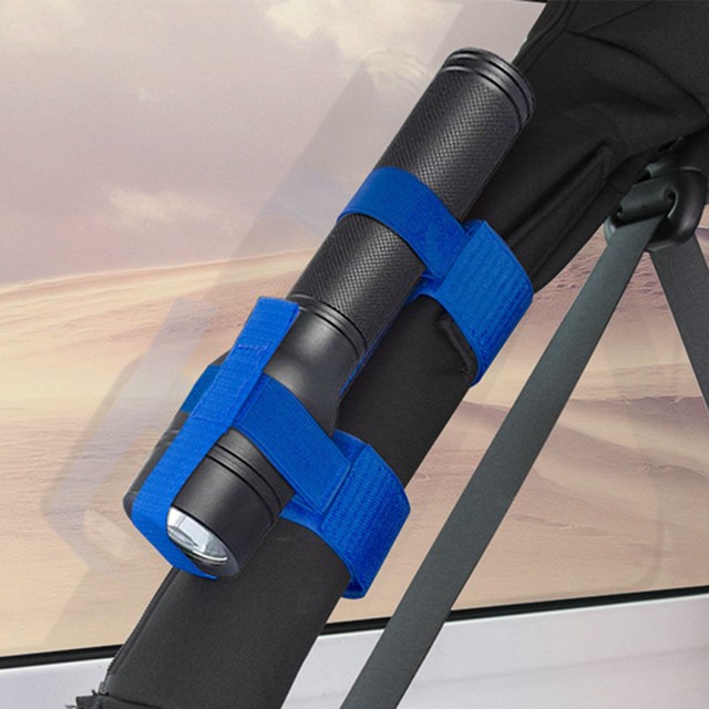 Roll Bar Mount Mag Flashlight Holder StrapsBlue fits Jeep Wrangler YJ