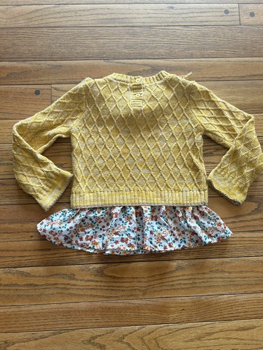 Girls Sweater 4T Little Lass Yellow Gold Knit Bow Ruffles - Picture 8 of 9