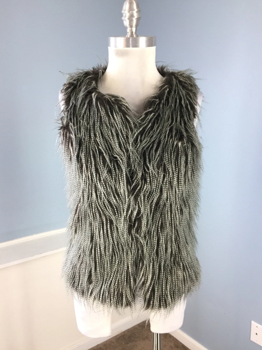 Gray faux fur vest clearance
