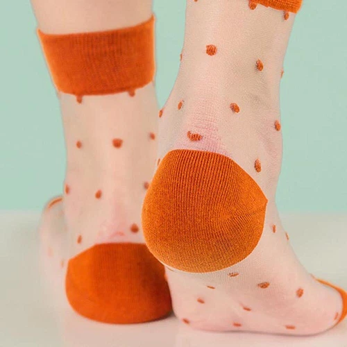 Women Lace Mesh Socks Transparent Thin Crystal Silk Short Ankle Socks Summer - Picture 9 of 38