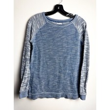 Champion Heathered Raglan Pullover Knit Sweater Womens Small Blue