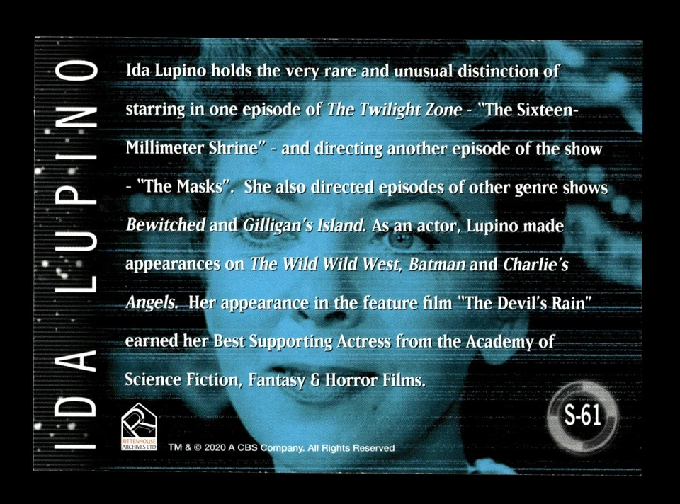 5-04-12 PWE . 2020 the twilight zone archives Stars ida lupino #S-61 (B) - Image 2 of 2