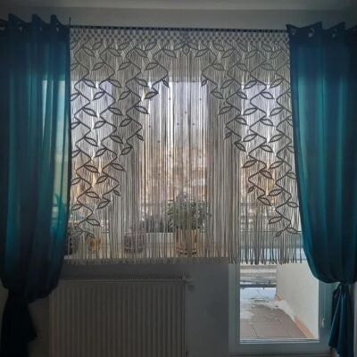 Leaf Macrame Curtain, Valance, Window Curtain, Boho Decor, Wall Hanging