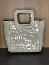 Staud Mini Shirley Handbag Ivory Croc Embossed Detached Strap