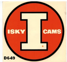 Isky Cams Orange Logo Water Slide Decal Decal From The 60's  5" x 5"