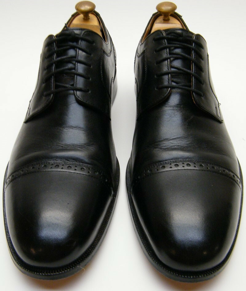 MENS JOHNSTON AND MURPHY BLACK LEATHER CAPTOE OXFORD DRESS  display picture 1