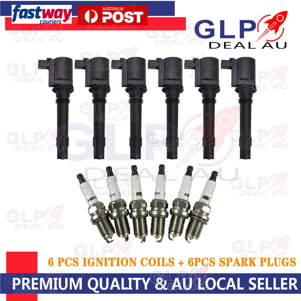6× Ignition Coil FOR FORD TERRITORY BA BF FALCON 6cyl 4.0L+ Spark Plugs 2002-11